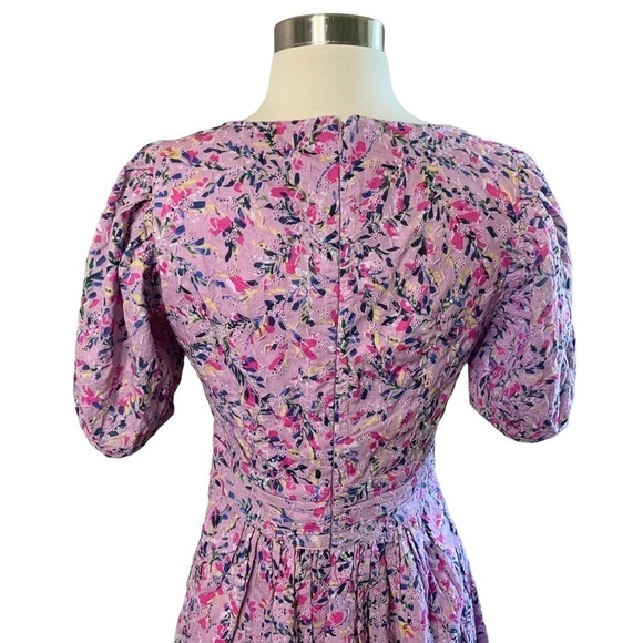 French Connection New With Tags Flores Puff Sleeve Dress In Mauve Mist Multi - Picture 9 of 11